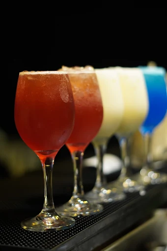 Line of colorful mocktails